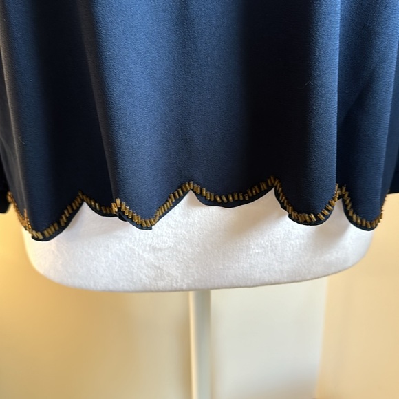 Blue Rain - Navy Beaded Scalloped Blouse - Picture 7 of 13